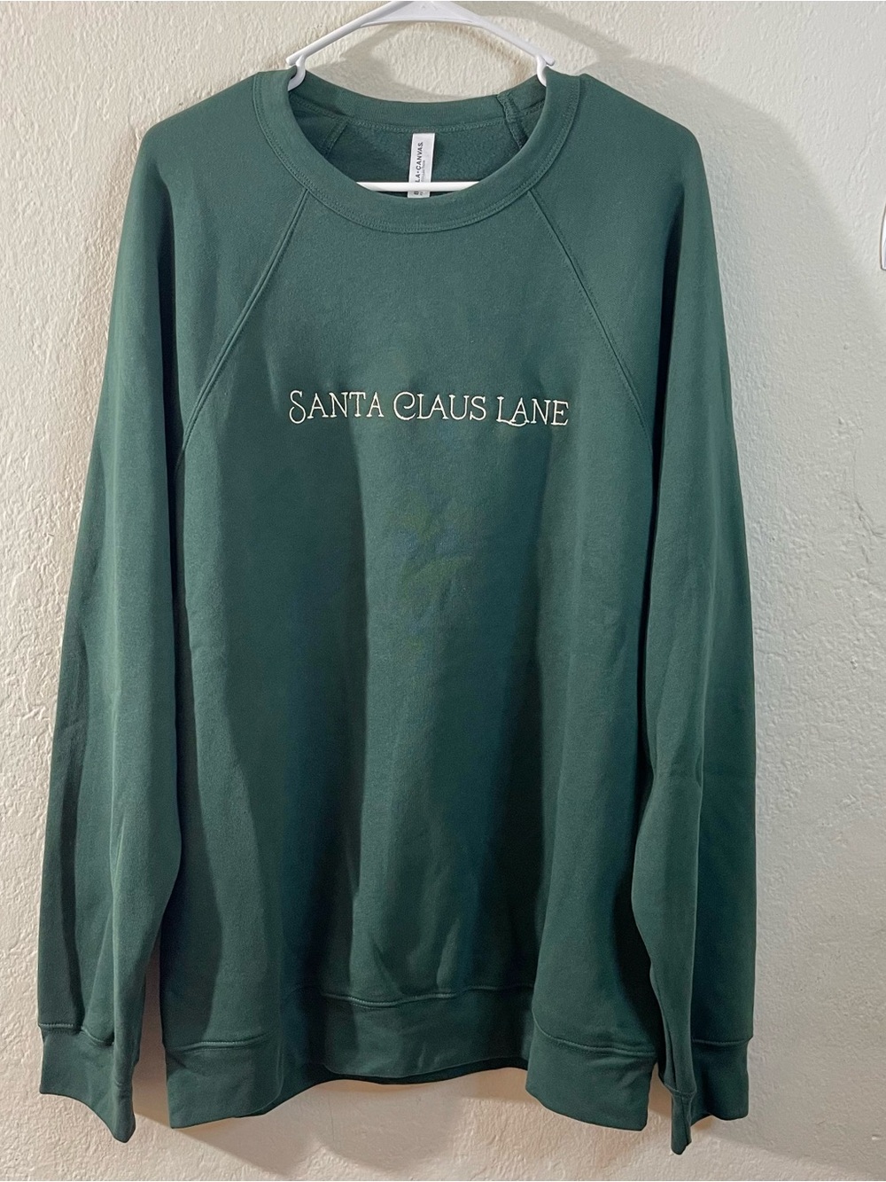 Bella Canvas Forest Green Crewneck Sweatshirt Santa Claus Lane Size XL Unisex